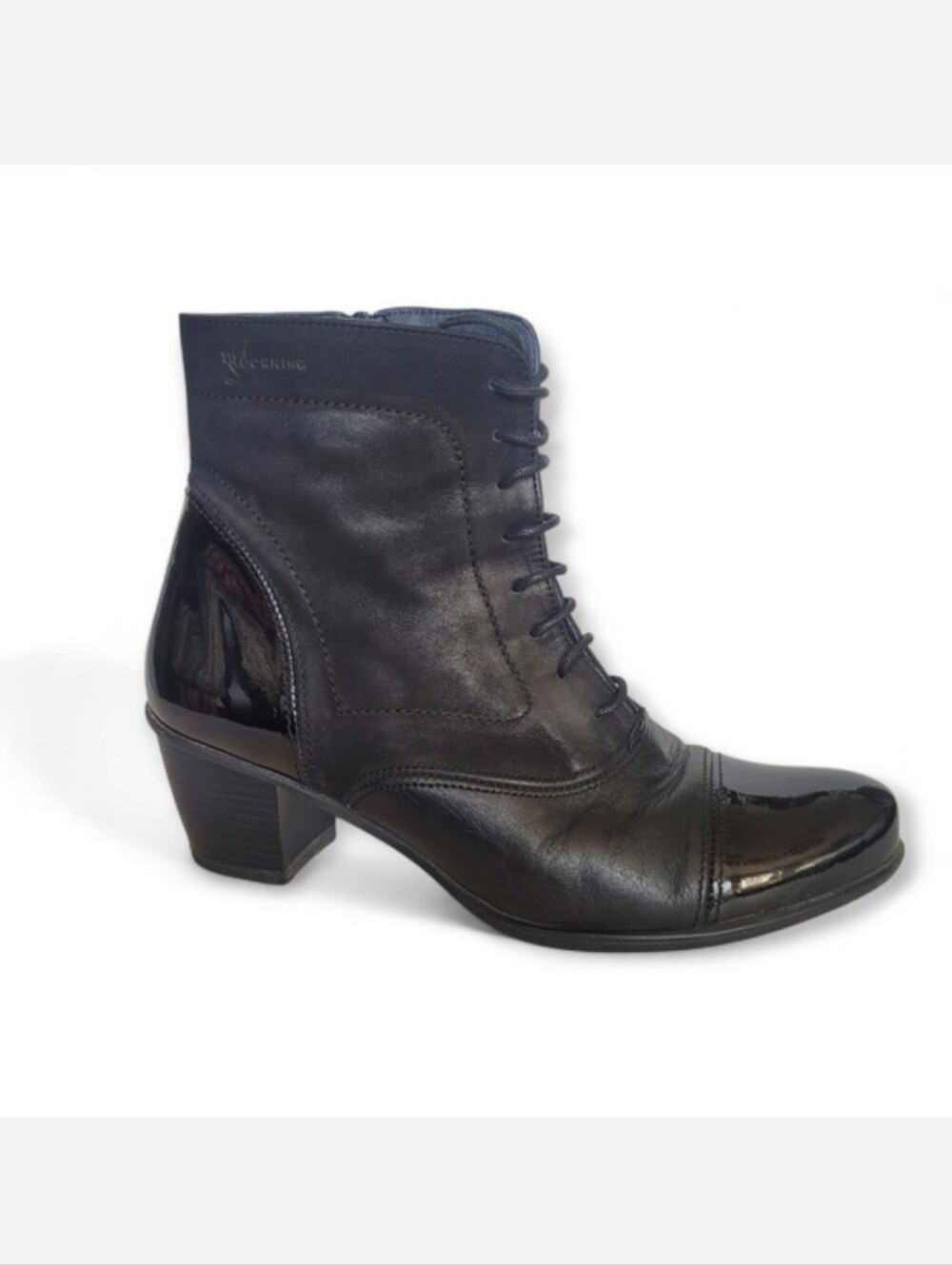 Dorking Brisda Black Leather Ankle Boots 7.5 Witchy Whimsigoth Victorian